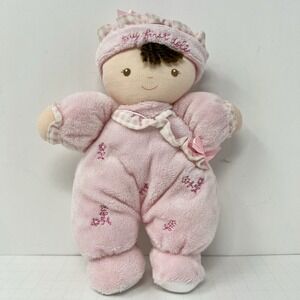 Carters Just One Year My First Doll Pink Plush Baby Rattle Soft nursery Toy 8"